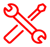 Red crossed wrenches icon.